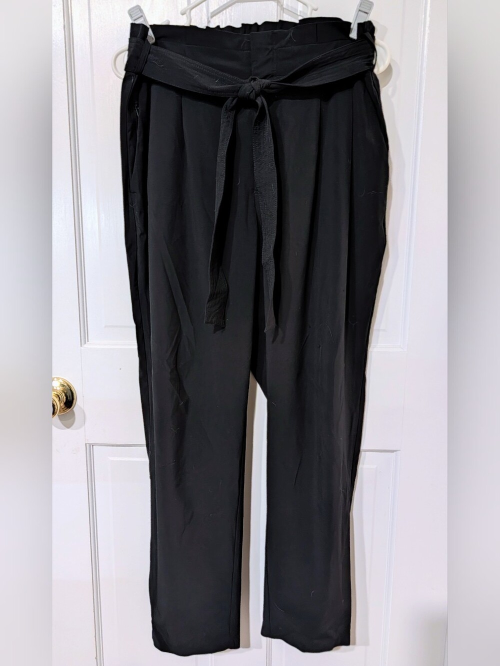 Athleta Paperbag Style Black Wide Leg Pants Size 12